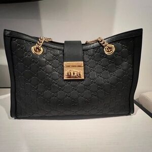 🌟 For Sale: Authentic GUCCI Black w/ Gold accents Tote 🌟